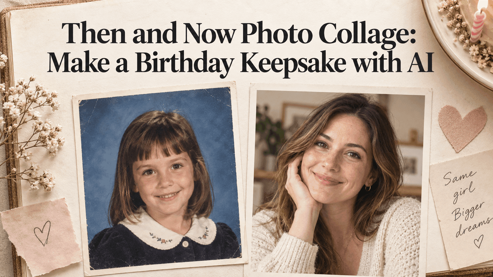 Then and Now Photo Collage: Make a Birthday Keepsake with AI